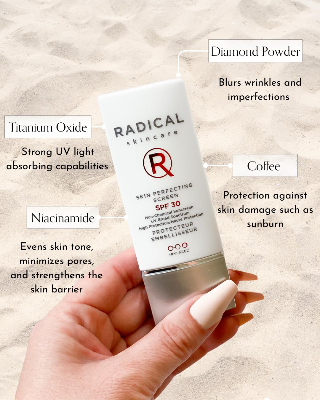 Radical Skincare Skin Perfecting Screen SPF 30 - Protects Against UVA/UVB Rays, Blurs Wrinkles, & Primes Makeup - For All Skin Types - Paraben & Cruelty Free - Clinically Proven (1.3 Fl Oz)