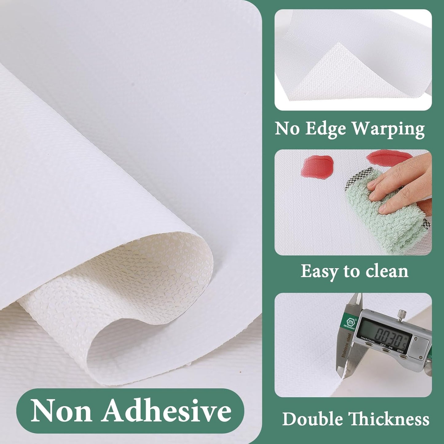 Drawer and Shelf Liner for Kitchen Cabinet: 12 in X 20 Ft Non Slip Waterproof Shelf Paper Non Adhesive Refrigerator Liners White Easy Liners for Bathroom Cupboard with Knife Tape Measure