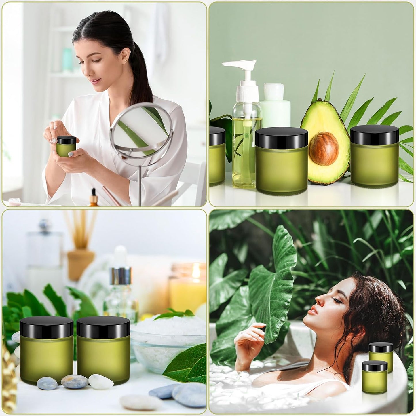 Norme 36 Pcs 4 oz Glass Jars with Lids Leakproof Round Airtight Empty Cosmetic Jars with Inner Liners Lid for Storing Lotions Powder Ointments Candle Making Tins (Pea Green)