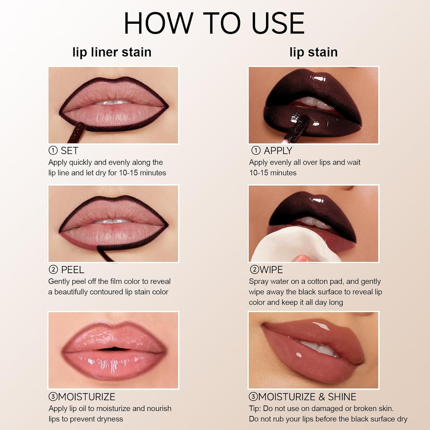 KISSIO Lip Stain Set,Peel Off Lip Liner Stain and Lip Care Oil,Transfer Proof,Long Lasting and Waterproof Lip Tint,Matte Finish,Lip Combo,02 Gray pink