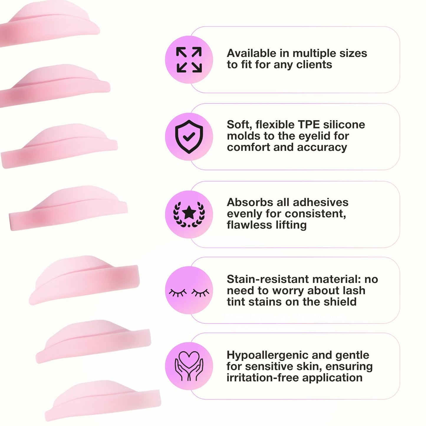 Curacoro Lash Lift Rods, 14 Pcs/7 Sizes Lash Lift Shields, Lash Lift Pads for Eyelash Curling and Lifting, Reusable Silicone Lash Rods For Eyelash Perm Lamination