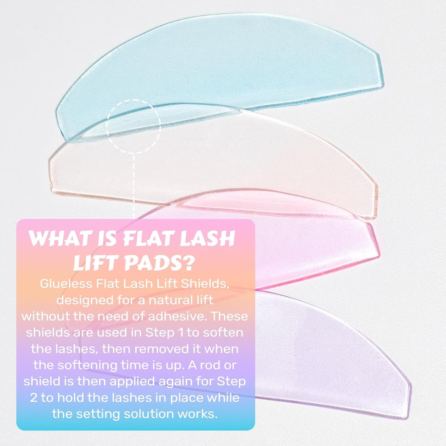 Lash Lift Shields Flat, Lomansa Korean Lash Lift Pads Super Sticky Glueless For NO.1 Perm Soften Lash Lift Rods (Purple)