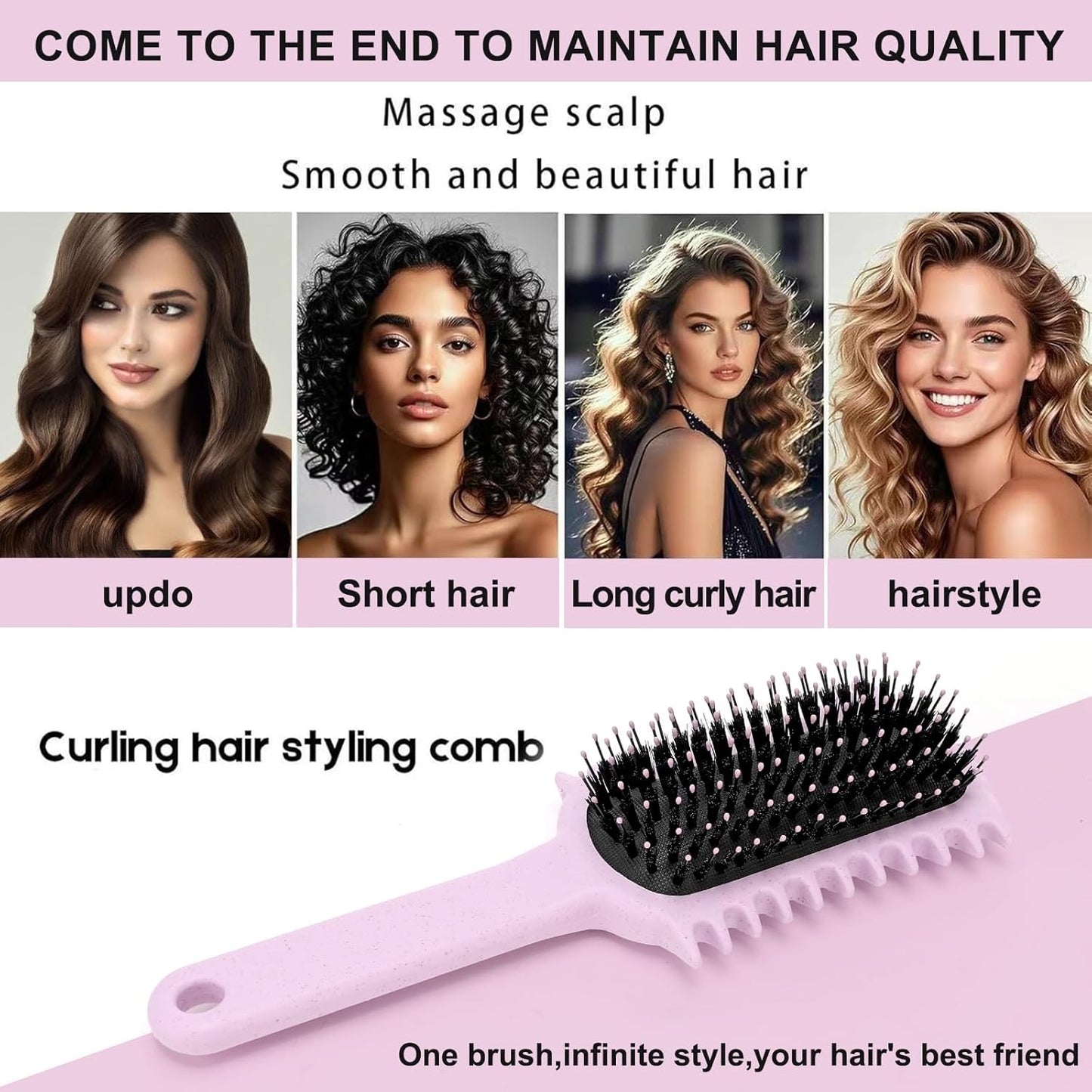 Curly Hair Brush, Volume Curl Defining Brush for Detangling Shaping and Styling Women's Curls, Reduce Pulling (Purple)