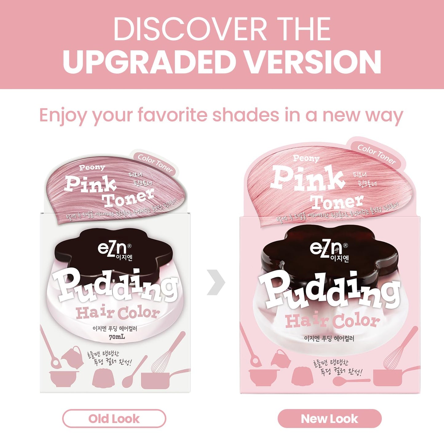 eZn Pudding Hair Dye, Ammonia-Free, Semi-Permanent DIY Korean Hair Dye Color with Keratin, Odorless Gentle for Sensitive Skin No Skin Irritation (Pink_Toner)