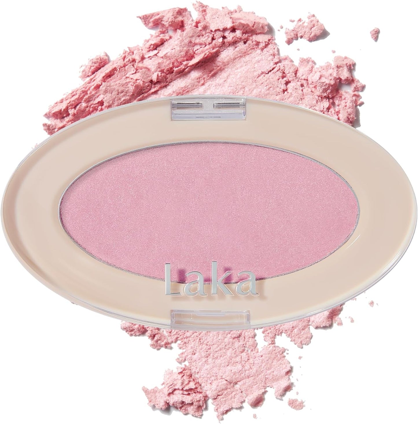Laka Dream Beam Highlighter, Hydrating Powder Highlighter with Hyaluronic Acid & Chamomile for Radiant, Long-Lasting Glow, Glass Skin, Vegan, K-Beauty (#02 Pink Beam)