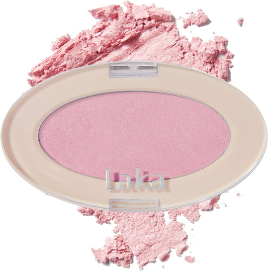 Laka Dream Beam Highlighter, Hydrating Powder Highlighter with Hyaluronic Acid & Chamomile for Radiant, Long-Lasting Glow, Glass Skin, Vegan, K-Beauty (#02 Pink Beam)