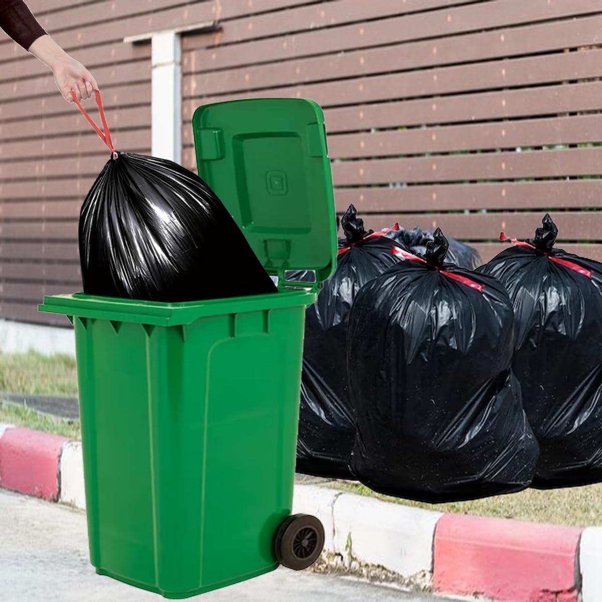 39 Gallon Lawn & Leaf Trash Bags Drawstring, 100 Count, Heavy Duty Black & Unscented Plastic Bags, Multi-purpose Garbage Bags for Home Commercial, Outdoor, Construction, Industrial