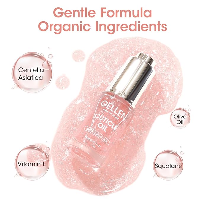 Gellen Nail Cuticle Oil for Growth and Strength, Vitamin E Fingernail Nourishing Oil for Hydrating, Moisturizing, Strengthening, Repairing, Nail and Skin Care Product for Men Women, Jasmine Scent