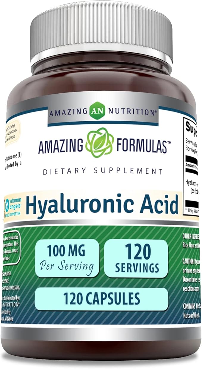 Amazing Formulas Hyaluronic Acid 100 Mg Capsules Supplement | Non-GMO | Gluten Free | Made in USA (1 Pack, 120 Count)