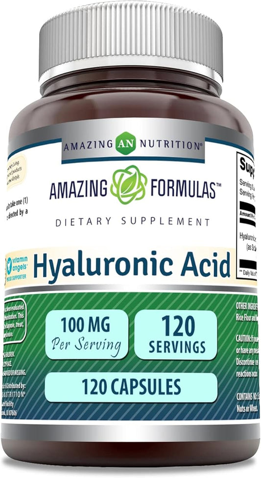 Amazing Formulas Hyaluronic Acid 100 Mg Capsules Supplement | Non-GMO | Gluten Free | Made in USA (1 Pack, 120 Count)