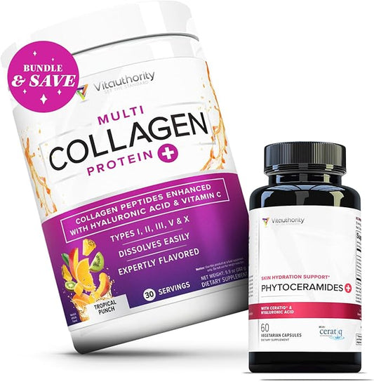 Vitauthority Multi Collagen Peptides Tropical Punch and Phytoceramides