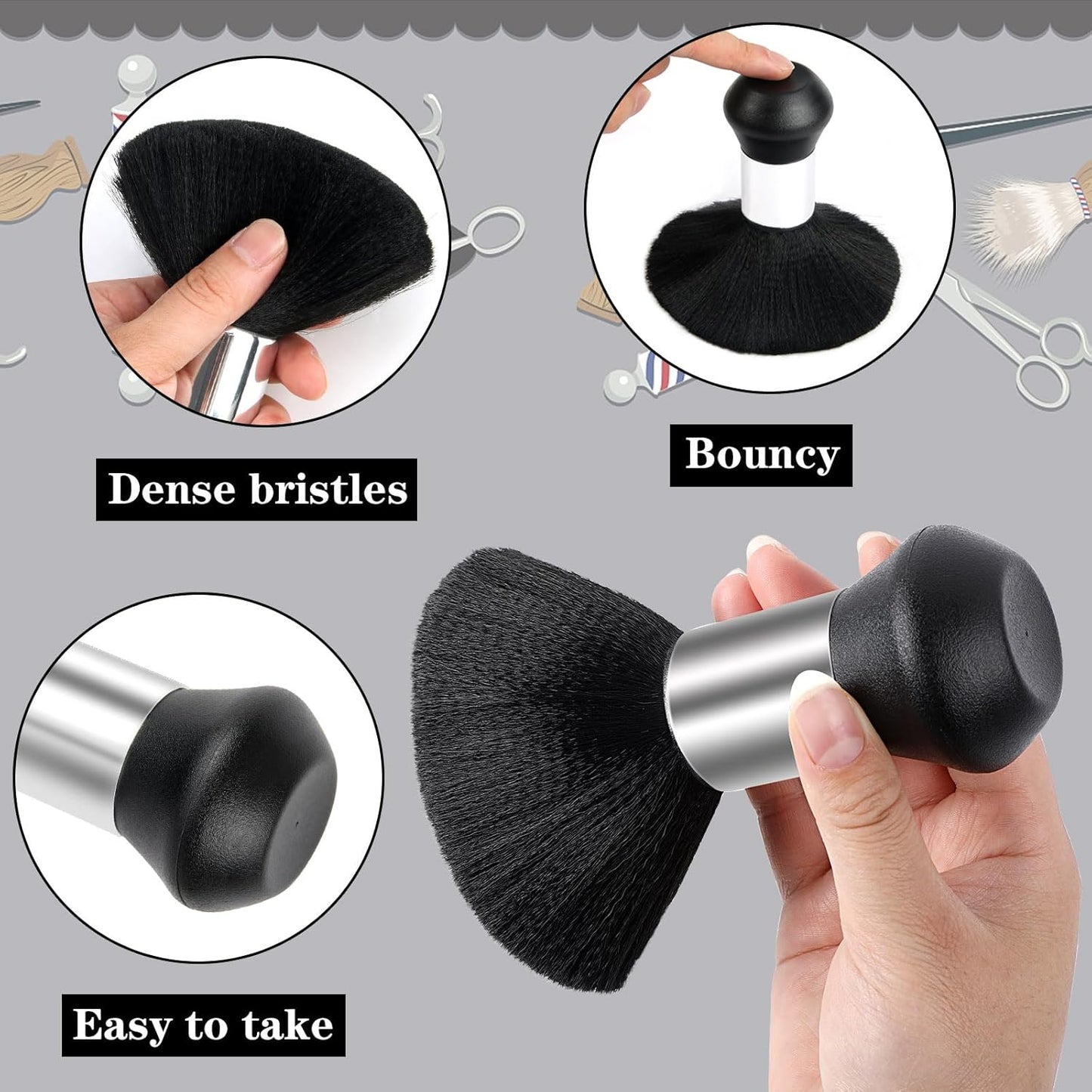 FEBSNOW Professional Hair Cutting Barber Cape with Neck Duster Brush, Beard Print Barber Cape for Barber Shop Hair Cutting Accessories