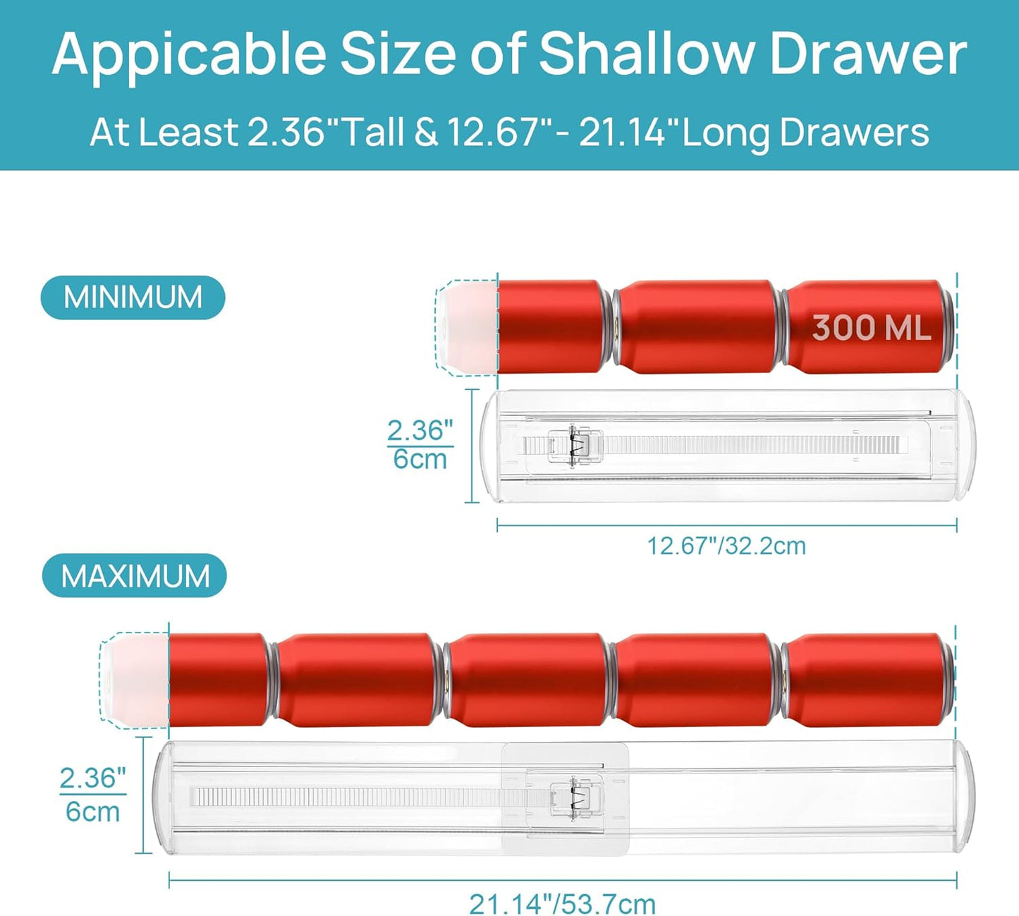 Vtopmart 8 Pack Shallow Drawer Dividers, 2.36" High 12.67"-21.14" Adjustable Expandable Kitchen Drawer Organizer, Clear Plastic Organizer Separators for Flatware, Utensil, Cutlery, Underwear, Clothes