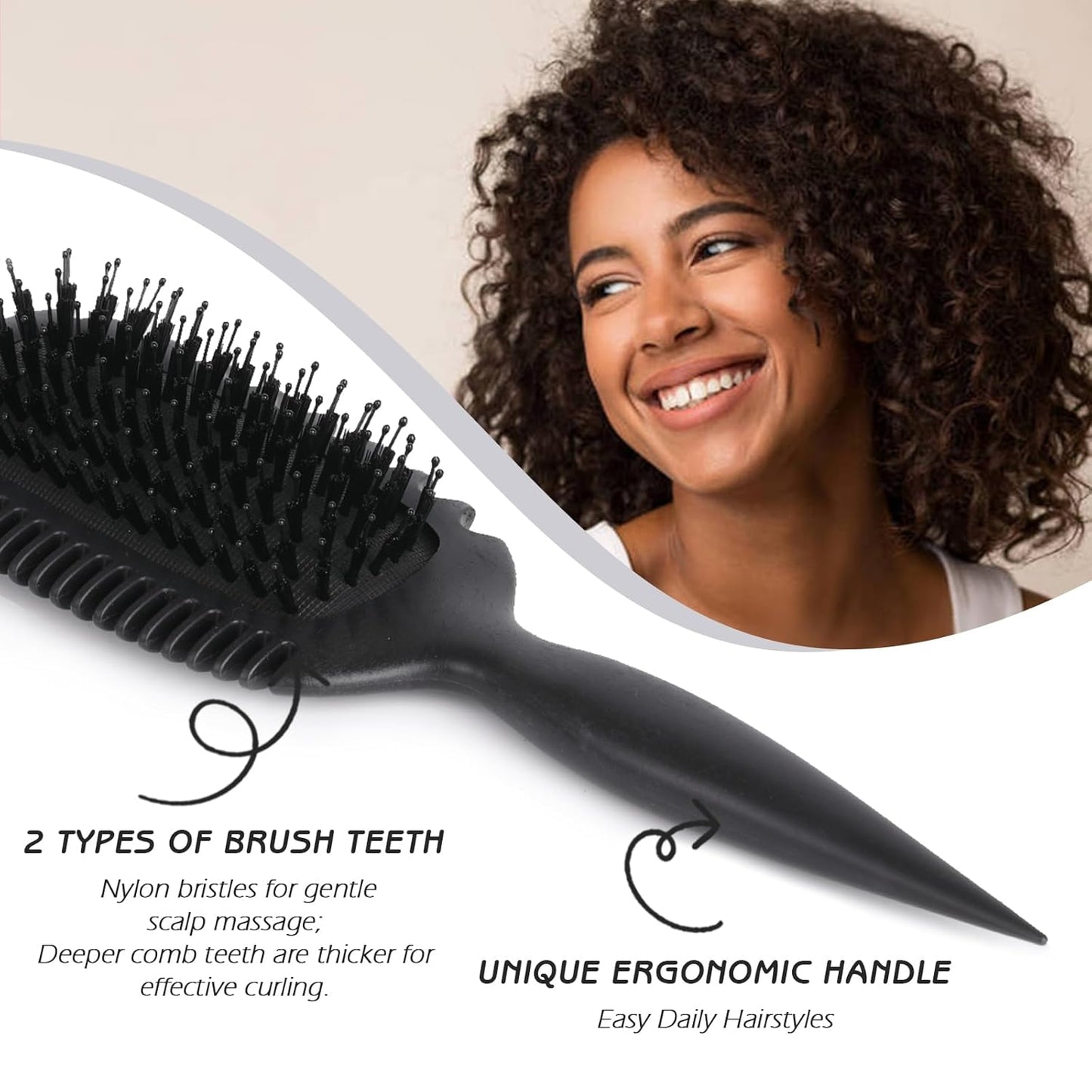 Candy Brush Curl Defining Hair Brush for Effortlessly Detangling Shaping and Styling Curls, Curl Brushes with EdgeLift for All Wet or Dry Hair Types for Women and Girl, Reduce Pulling and Frizzing
