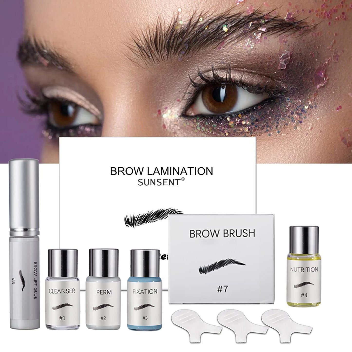 Eyebrow Lamination Kit,SUNSENT Brow Lamination Kit,Professional DIY Eyebrows Lift Styling Kit for Fuller and Messy Eyebrows,Lasting 8 Weeks,Suitable for Salon,Home Use