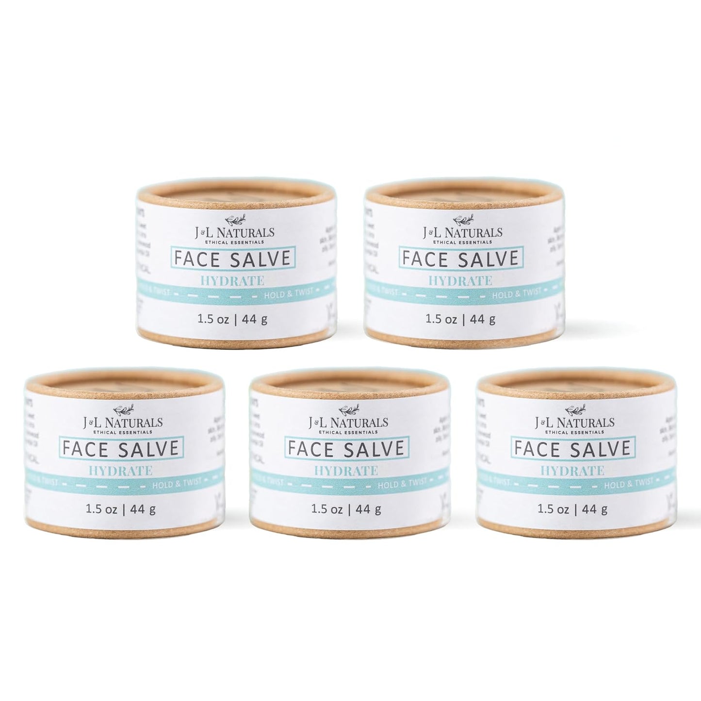 J&L Naturals Hydrating Face Salve Moisturizer for Combination Skin & Oily Skin | Organic Ingredients, 100% Natural | Cruelty Free, Vegan, Paraben Free (1-Pack) (Hydrate, 1.5 Oz (Pack of 5))