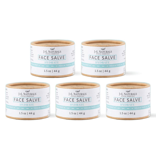 J&L Naturals Hydrating Face Salve Moisturizer for Combination Skin & Oily Skin | Organic Ingredients, 100% Natural | Cruelty Free, Vegan, Paraben Free (1-Pack) (Hydrate, 1.5 Oz (Pack of 5))