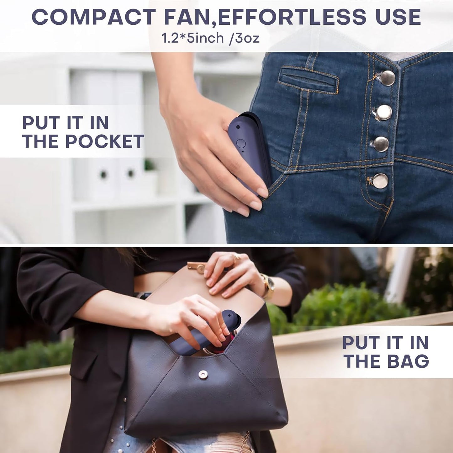 Nezylaf Portable Mini Handheld Fan, Small Rechargeable Personal Fan with Pocket Power Bank Design for Travel/Women Gifts/Disney World Accessories/Theme Park Essentials