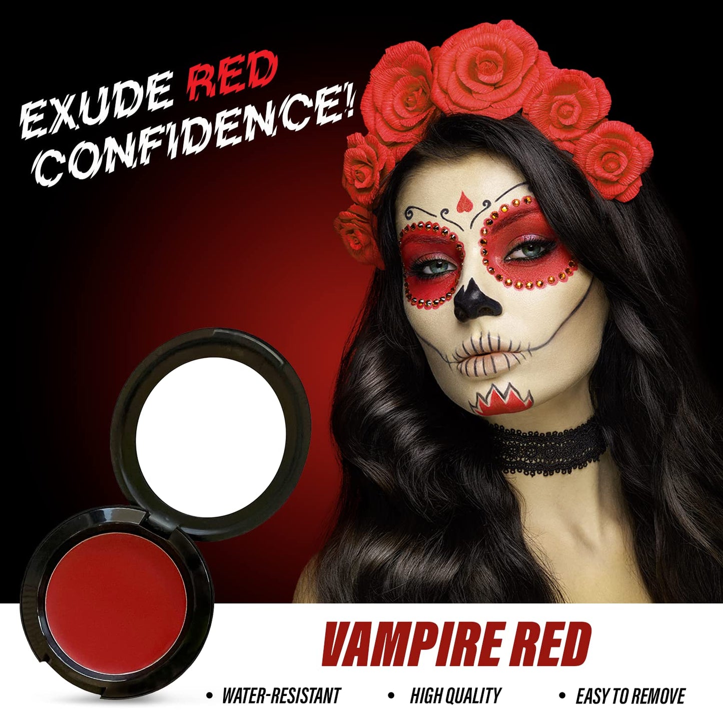 MANIC PANIC Vampire's Kiss Red Face & Body Paint for Halloween Costumes - Cream Halloween Makeup for Costumes & Cosplay - Smooth, Blendable & Full Coverage, Vegan