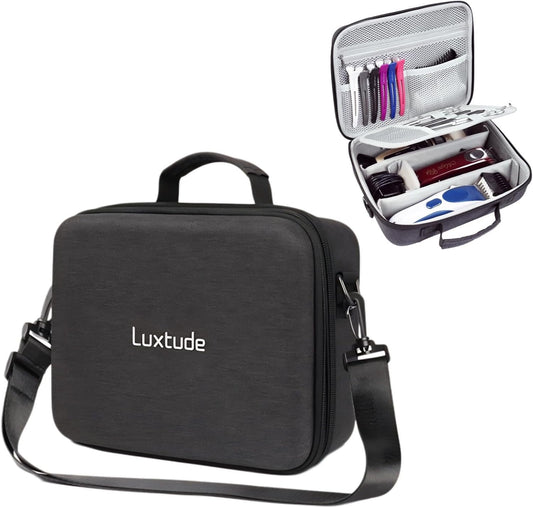 Luxtude Travel Barber Case, Hard Barber Bags for Clippers and Supplies, Travel Hair Clipper Case, Clipper and Trimmer Cases with Shoulder Strap, Easy Carrying