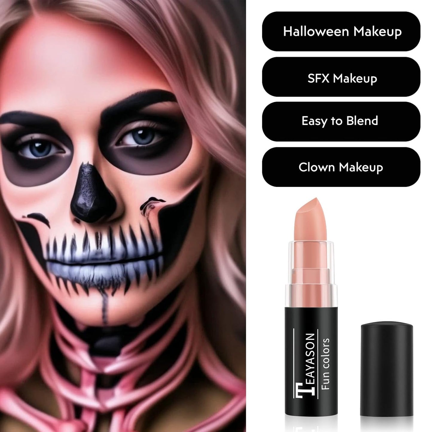 Naked Orange Face Body Paint Stick, Matte Lipstick Eye Black Stick Face-Paint Make Up, Long Lasting Waterproof Orange Makeup for Halloween Pumpkin Tige Costume Cosplay Makeup