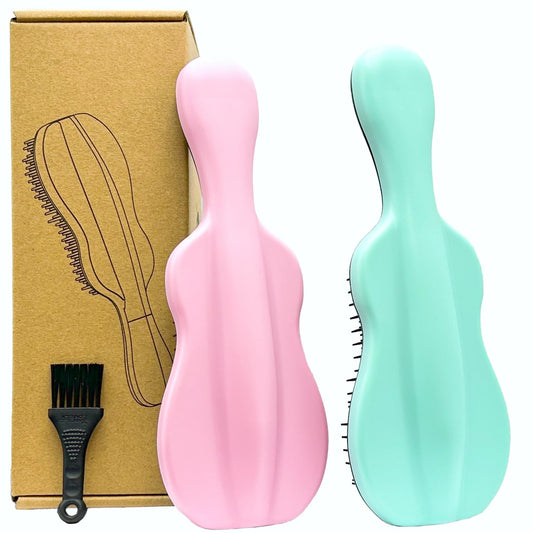 WYNK Hair Brush Detangler for Adults & Kids，Detangling Comb Hair Styling Tools & Appliances for Natural/Wavy/Curly/Coily/Wet/Dry/Oil/Thick/Straight/Long Hair (2 Pack, Soft Green&Pink)