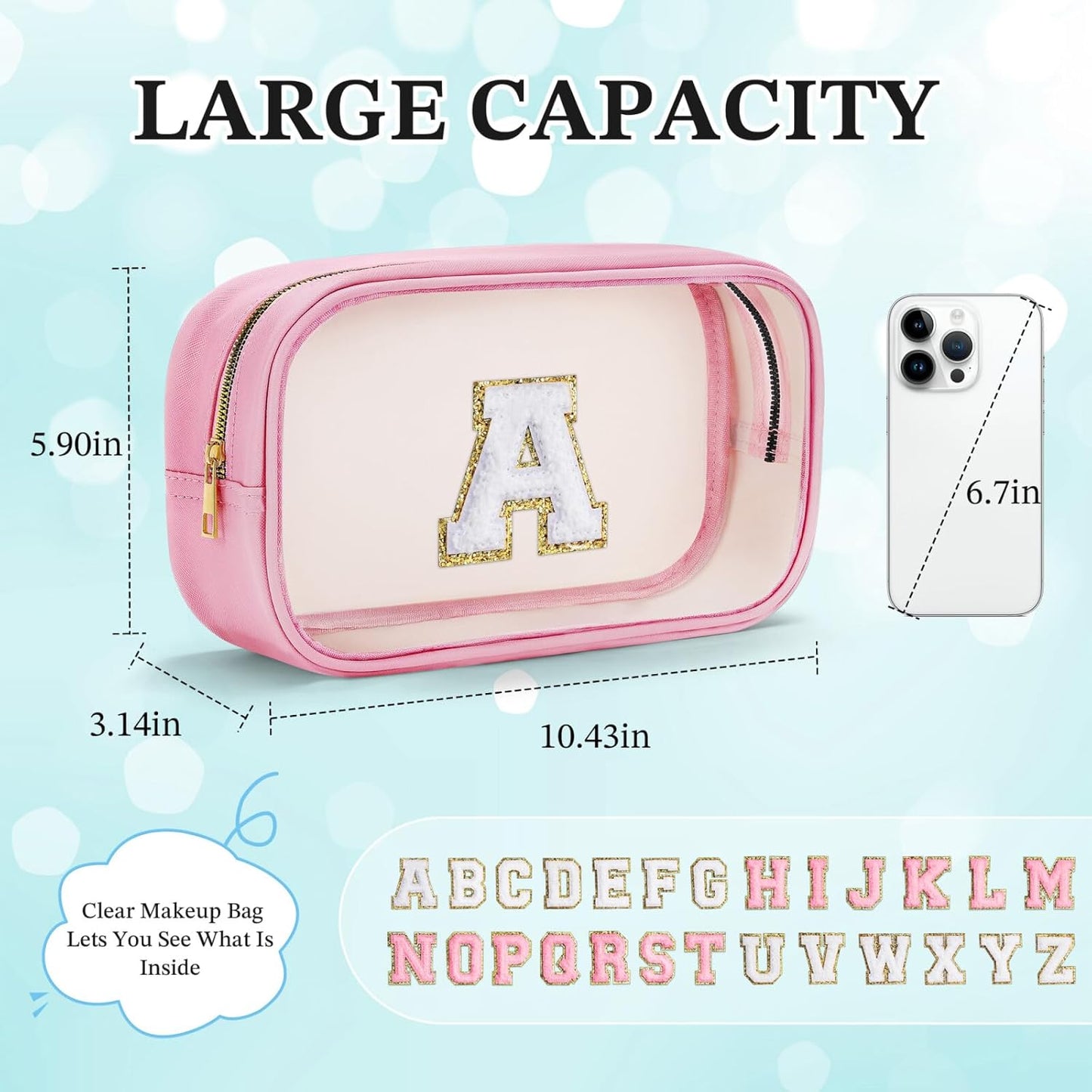 YOOLIFE Travel Toiletry Bag - Pink Clear Makeup Bag Organizer for Cosmetics, Skin Care & Gifts