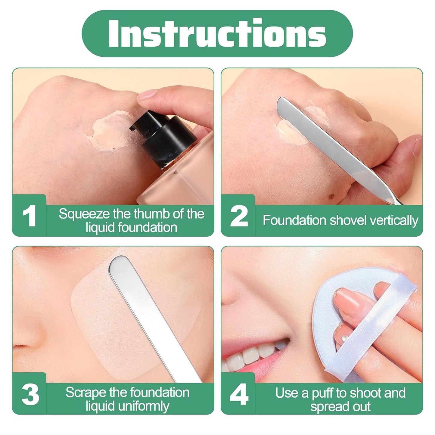 3 Pcs Metal Makeup Spatula Applicator Foundation Spatula Kit Stainless Steel Cosmetic Spatulas Beauty Face Cream Applicator Double Edged Face Mask Spatulas for Application Foundation