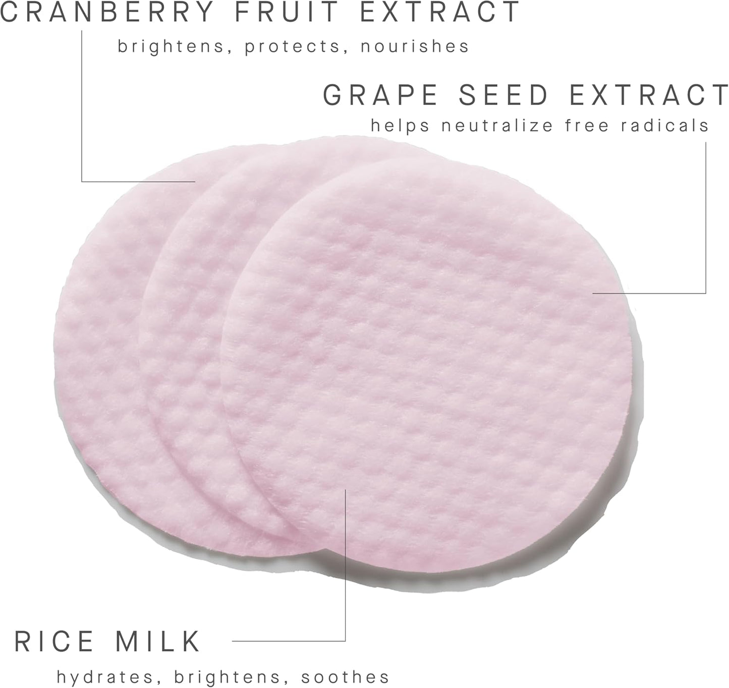 ARCONA Triad Pads - Cold Processed Cranberry and Rice Toner, Brightening Toner Pads for Face, 45 Facial Toner Pads. Made in The USA.