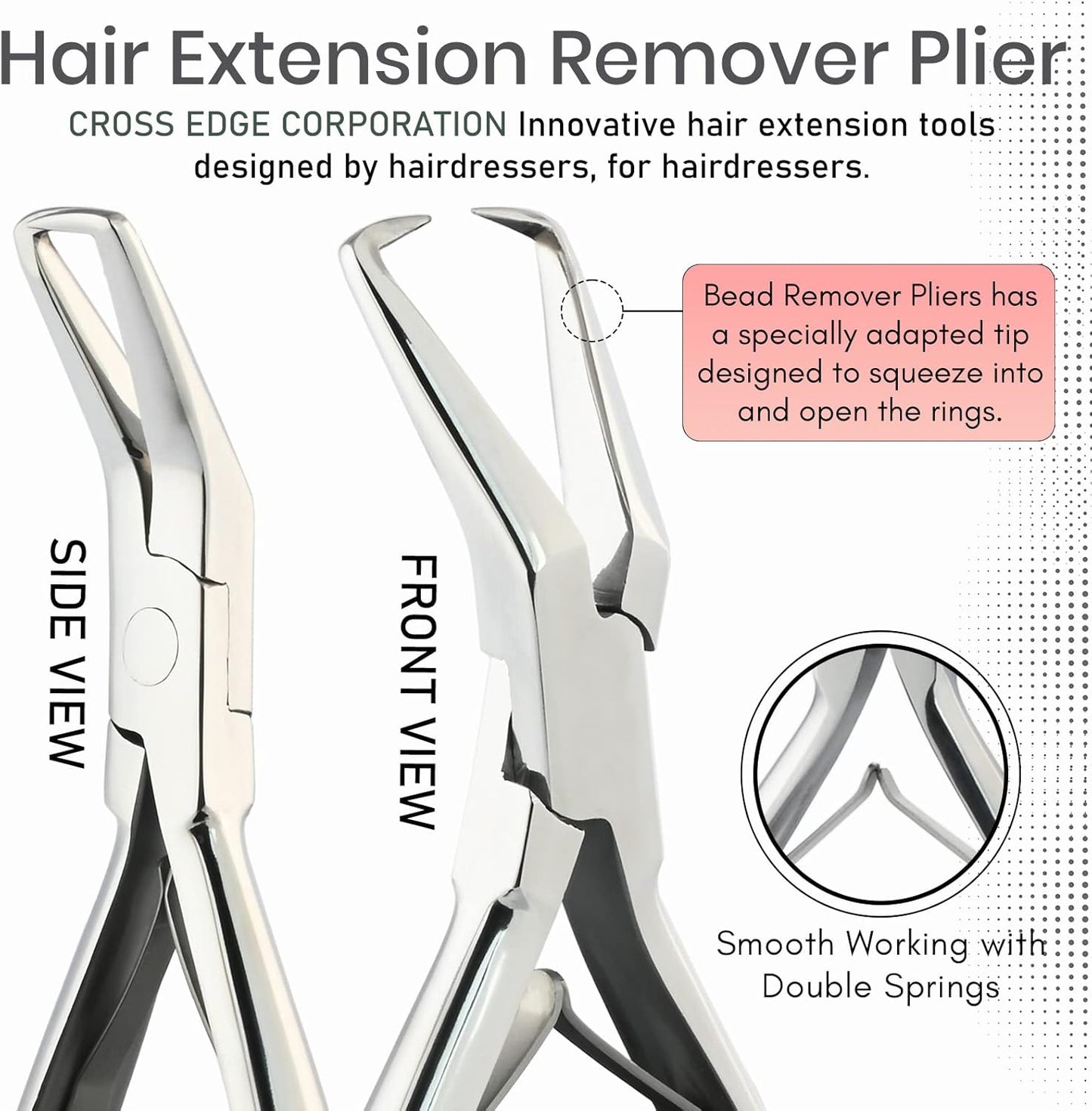 Silver Professional Hair Extension Tools Kit - Complete Set with Microbeads Crimping Plier, Micro Ring & Tape-in Remover Plier, Hair Parting Tool, Bead Loop & Needle Pulling Hook