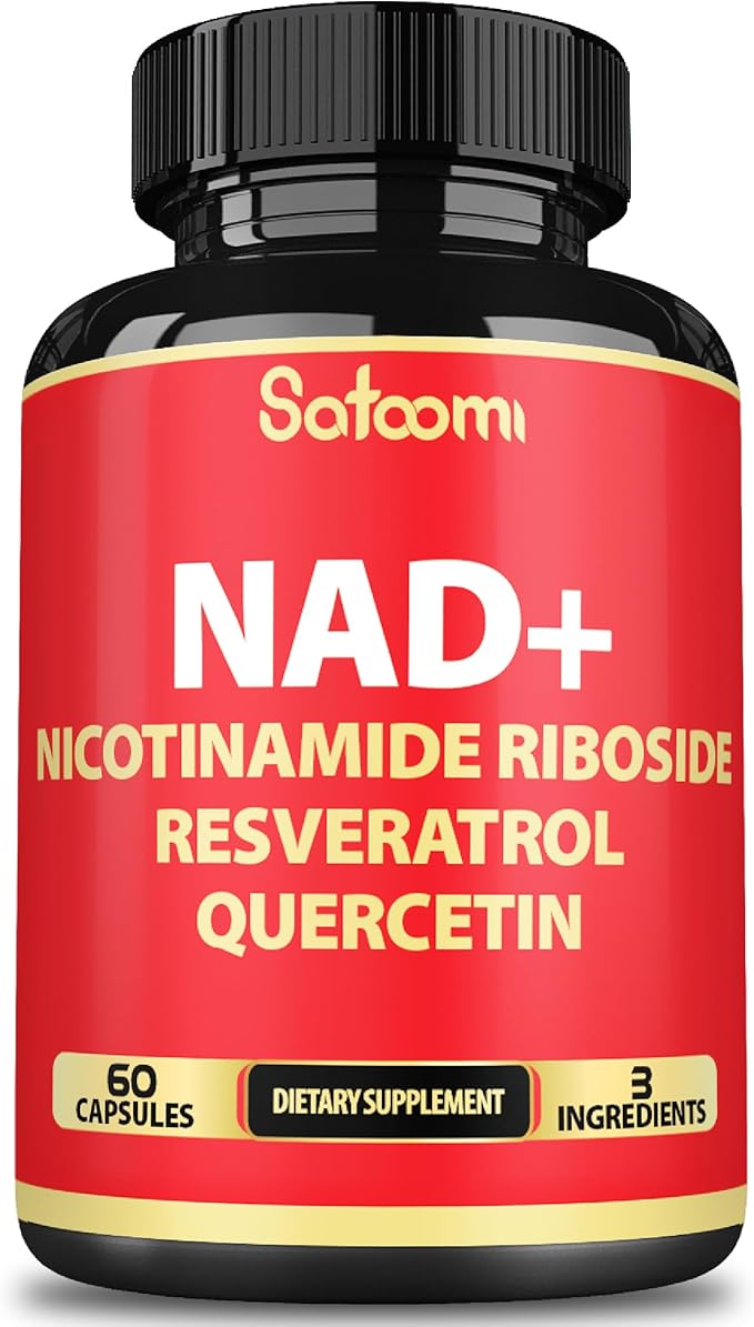 3in1 1000mg Pure NAD+ Supplement with Liposomal Nicotinamide Riboside 900mg NR, Resveratrol, Quercetin - Cellular Energy & Repair, Vitality, Healthy Aging - 60 Count