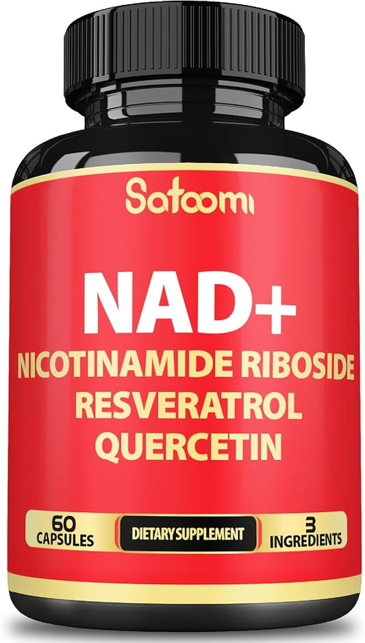 3in1 1000mg Pure NAD+ Supplement with Liposomal Nicotinamide Riboside 900mg NR, Resveratrol, Quercetin - Cellular Energy & Repair, Vitality, Healthy Aging - 60 Count