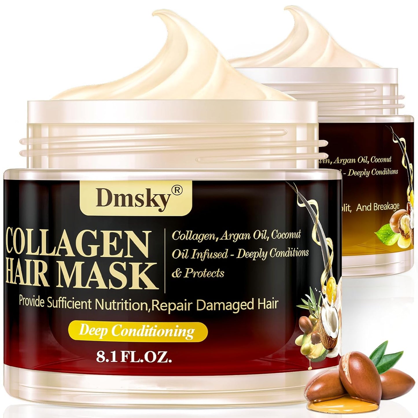 Dmsky 2 Pack Hair Mask for Damaged Hair - 16.2 Fl OZ Collagen Hair Mask & Keratin Hair Treatment-Hydrating,Repairing,Nourishes Deep Conditioning Hair Masks for All Hair Types