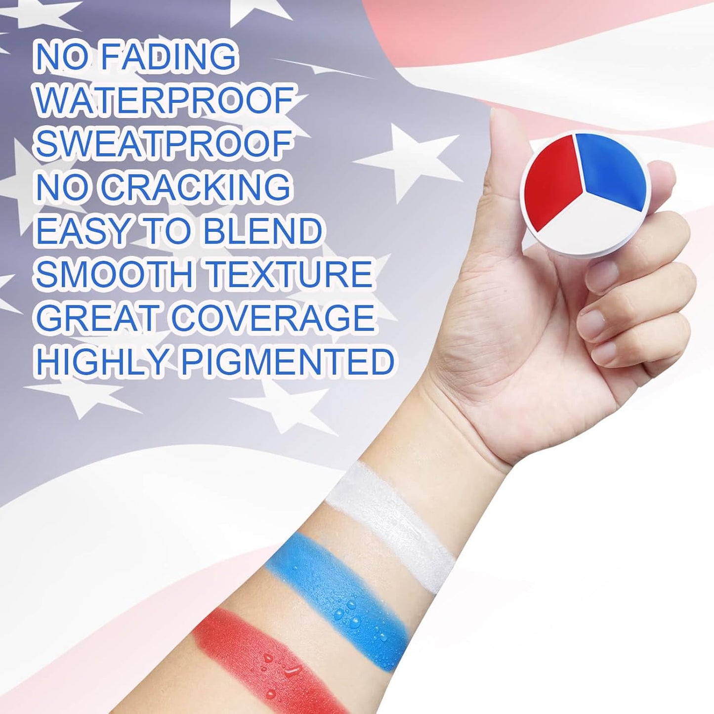MEICOLY Red White and Blue Face Paint Palette,4th of July Accessories,4th of July Face Body Paint,4th of July Outfits for Women,Face Painting for Halloween SFX Clown Devil Spiderman Cosplay Makeup