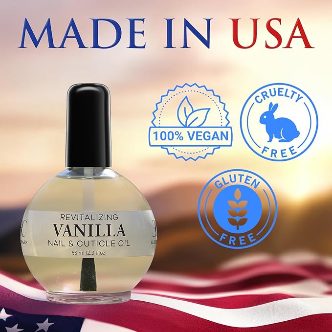 Moisturizing Cuticle & Nail Care Oil 2.3 Fl Oz - Vanilla Scented – Infused with Jojoba Oil, Aloe, Vitamin E – Nail & Cuticle Hydration, Repair, Moisturizer, Strengthener, Growth
