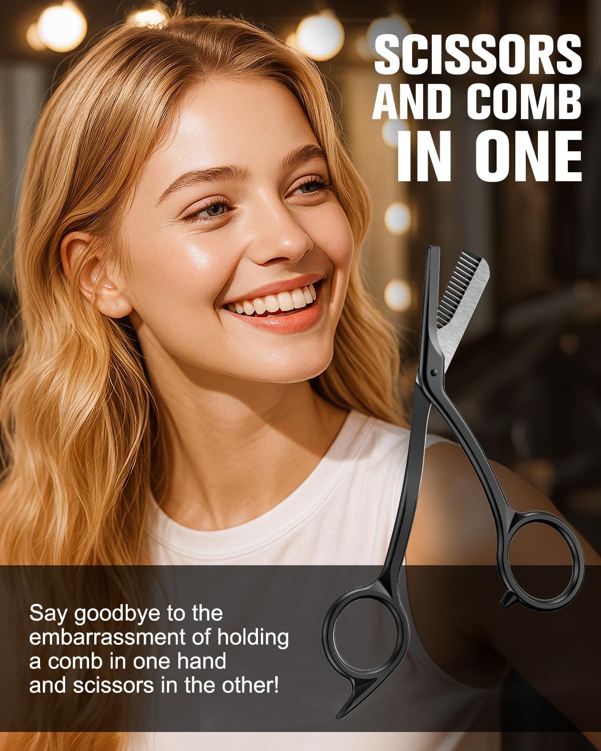 FERYES Eyebrow Trimmer Scissors with Combs, Stainless Steel Scissor & Comb in One, Precision Eyebrow Trimming Scissors for Women and Men