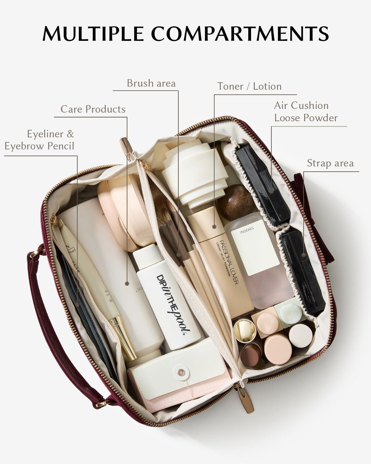 EACHY Travel Makeup Bag,Large Capacity Cosmetic Bags for Women,Waterproof Portable Pouch Open Flat Toiletry Bag Pattern Makeup Bag