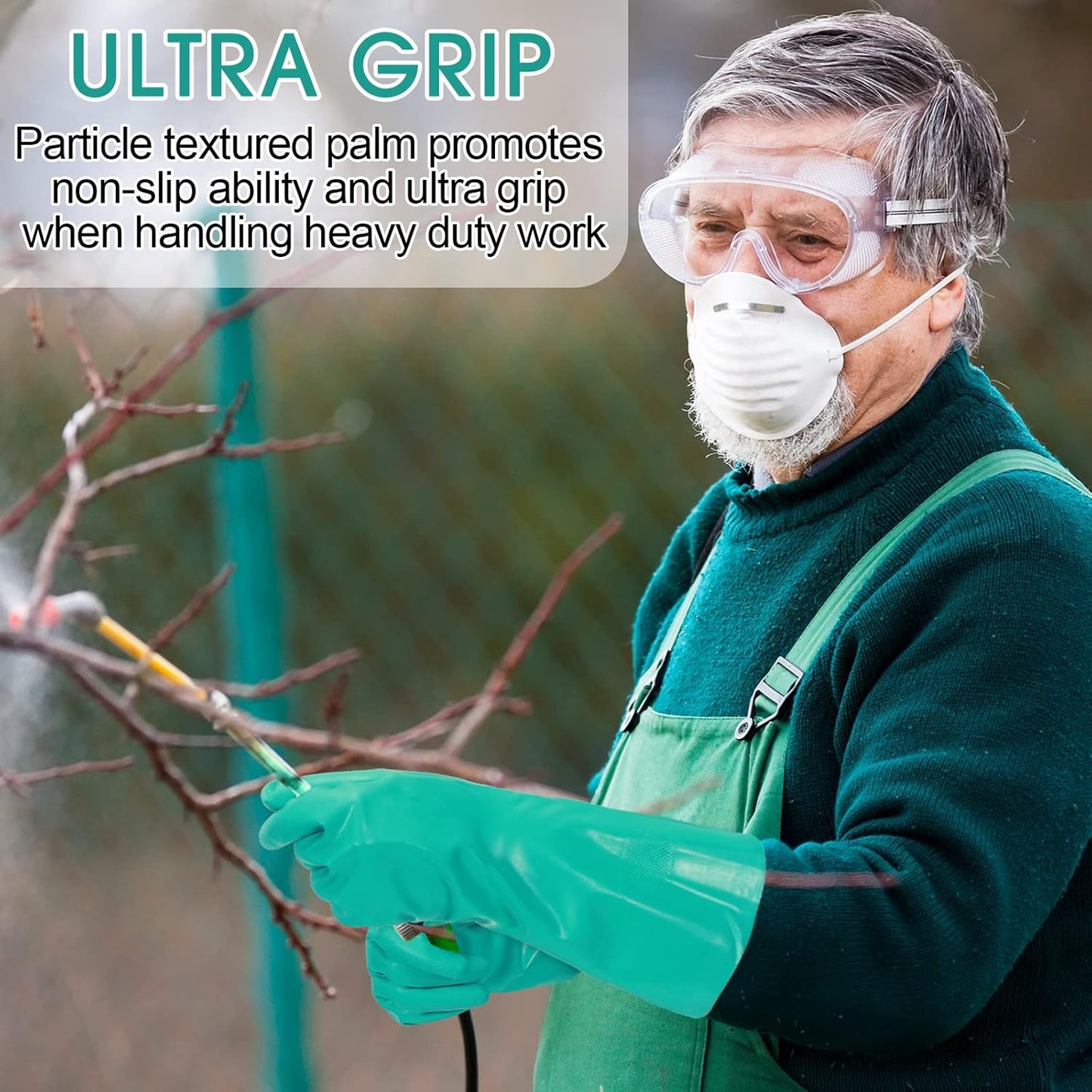 10 Pairs Chemical Resistant Gloves Heavy Duty Thick Nitrile Gloves Bulk for Cleaning, Resist Household Acid, Alkali and Oil (Small)