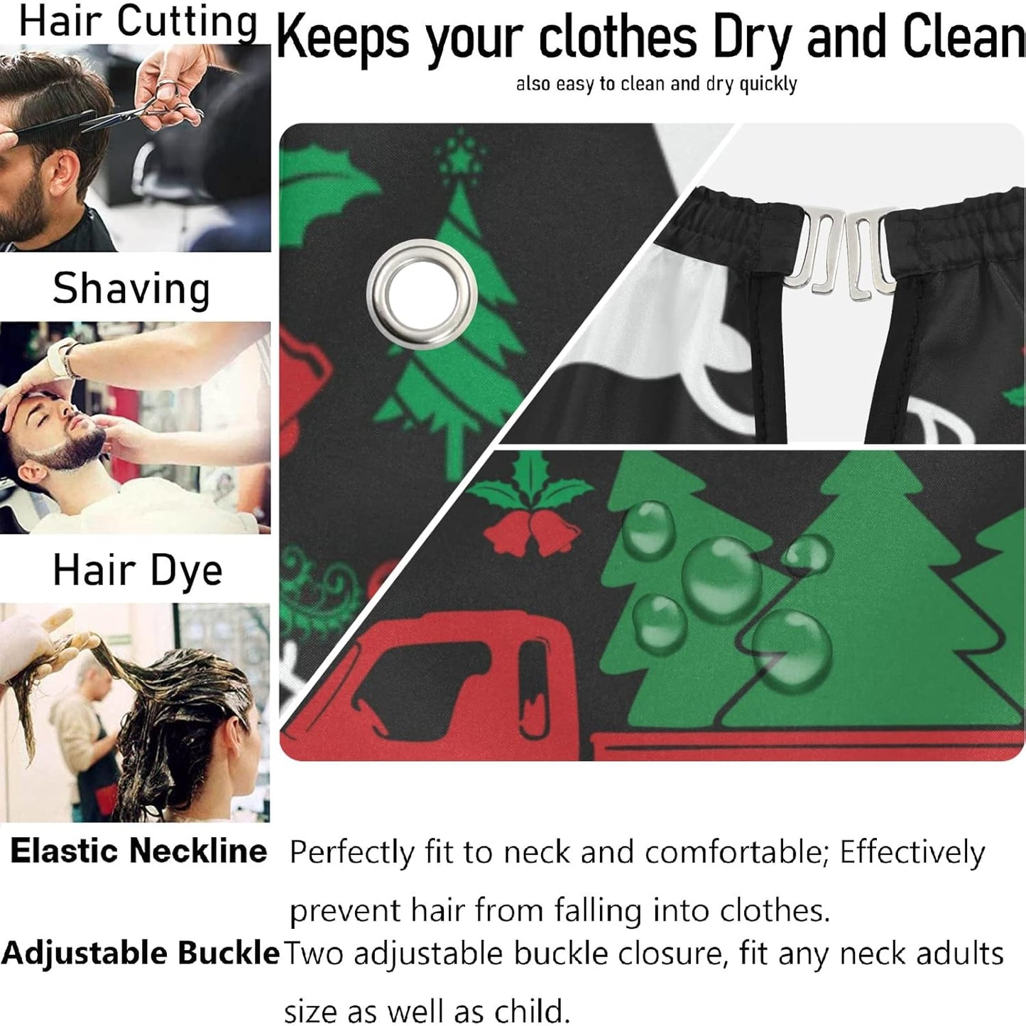visesunny Barber Cape Merry Christmas Polyester Hair Cutting Salon Cape Apron Anti-Static Haircut Water-Resistant Shaving Cloth Beard Shaving Bib Hairdressing Cape