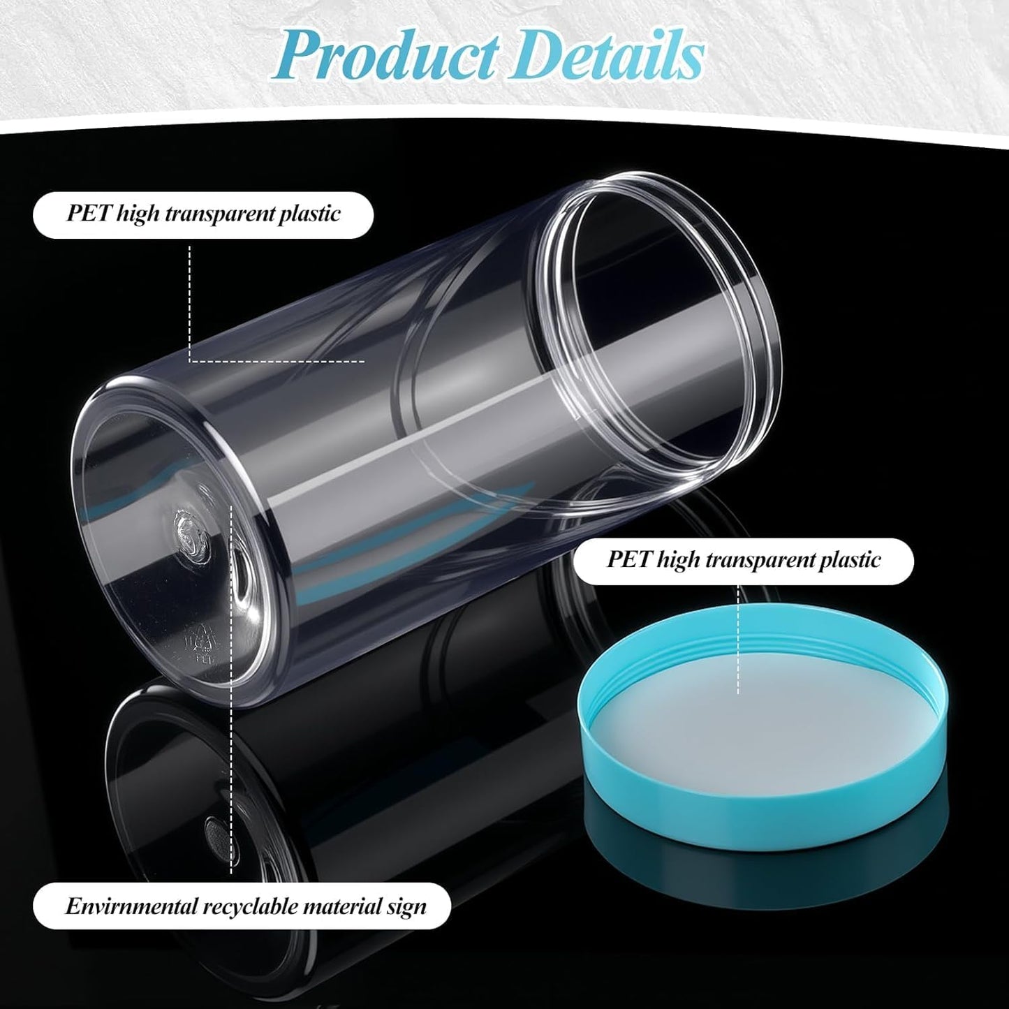 SATINIOR 12 Pack 32 oz Plastic Container Jars with Lids Round Clear Travel Cosmetic Container Slime Jars for Toiletries, Lotion, Cream, Ointments, Makeup, Rhinestone, Samples, Kitchen Storage(Blue)