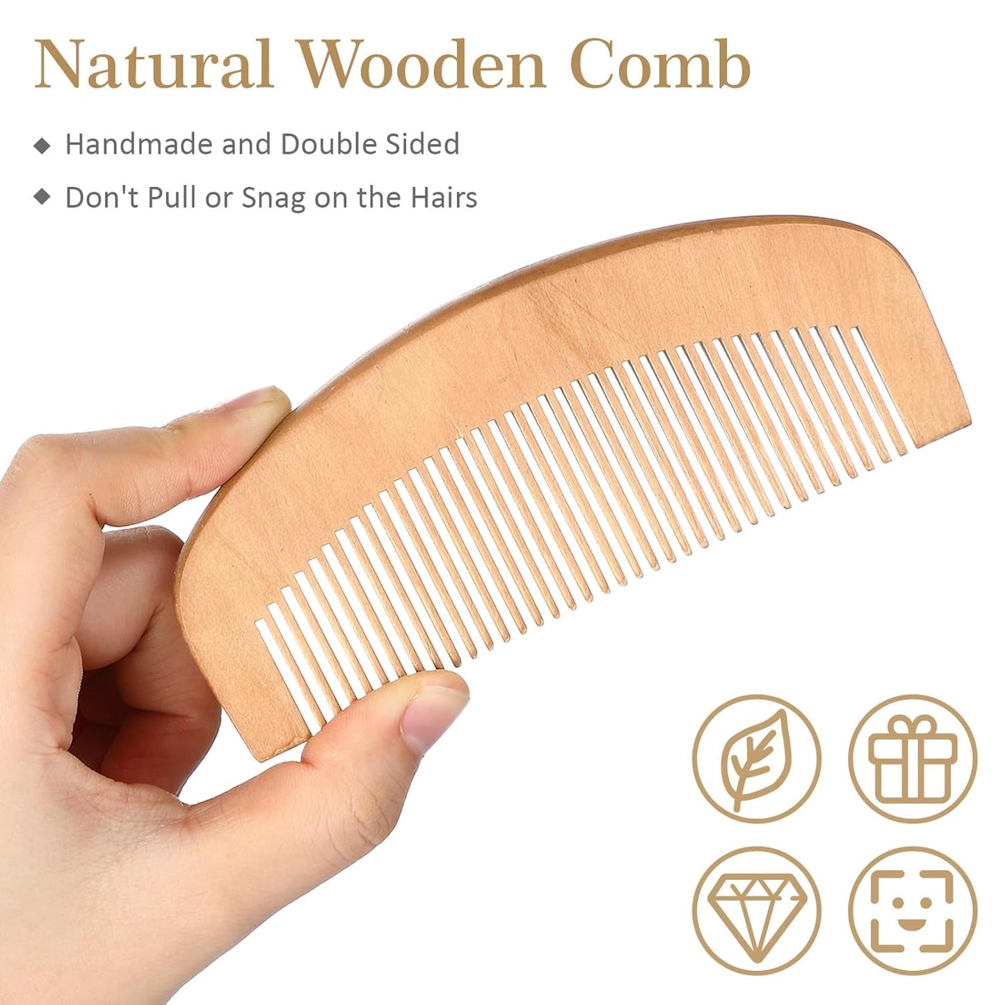 10 Sets Natural Boar Bristle Brush, Pear Wood Dual-Sided Wide Tooth Comb, Travel Pouch - Beard Grooming Kit for Men's Beard Care, Valentine's Gift (Rectangle)