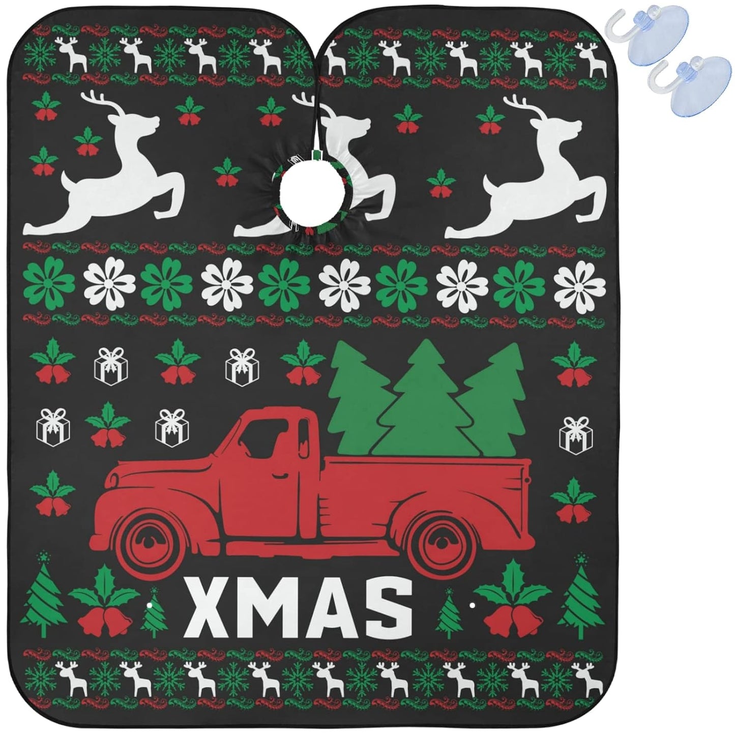 visesunny Barber Cape Merry Christmas Polyester Hair Cutting Salon Cape Apron Anti-Static Haircut Water-Resistant Shaving Cloth Beard Shaving Bib Hairdressing Cape