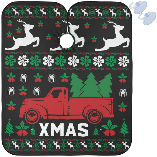 visesunny Barber Cape Merry Christmas Polyester Hair Cutting Salon Cape Apron Anti-Static Haircut Water-Resistant Shaving Cloth Beard Shaving Bib Hairdressing Cape