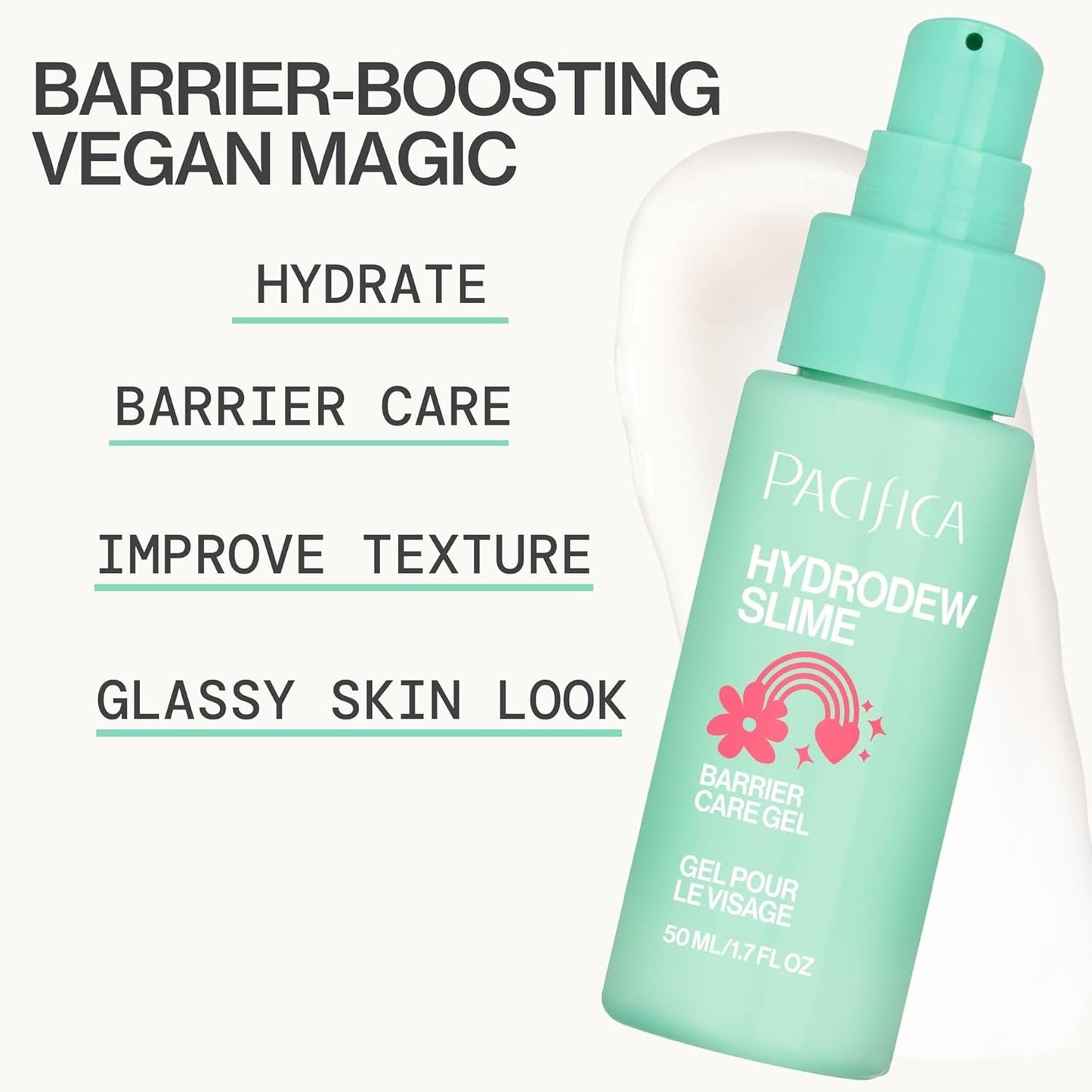 Pacifica Hydrodew Slime Vegan Snail Mucin Barrier Face Moisturizing Gel, Hydrating For Smoothing & Refining Skin, Vegan & Cruelty-Free