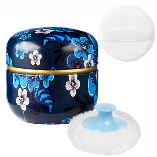 Powder Puff and Powder Container for Body Dusting Powder Case with Puff for Baby and Women,Loose Powder Containers with Puff for Travel (Blooming season1.0)