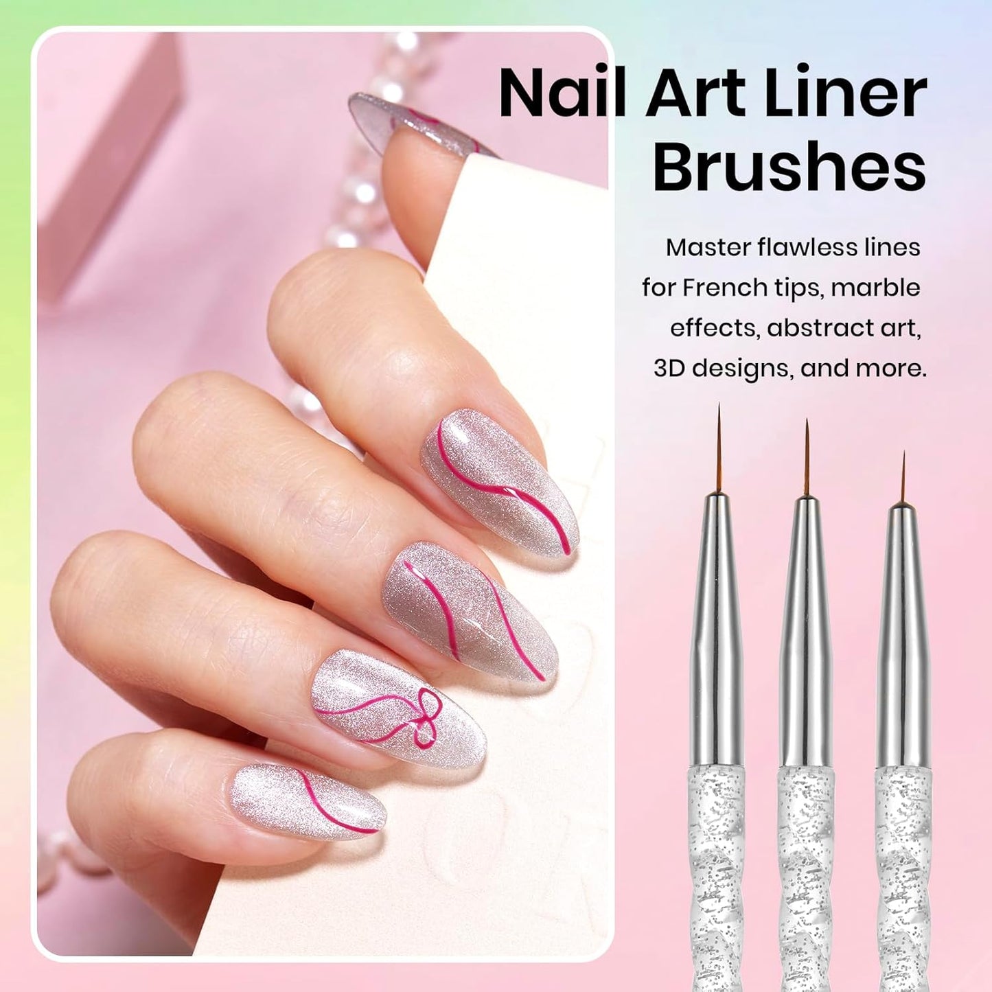 Beetles 31pcs Nail Art Brushes, Nail Art Pens, Dotting Tools, Dust Brush, Striping Liner Fingernail Drawing Pens with Palette Holder All in One for Starter Manicure Design Set