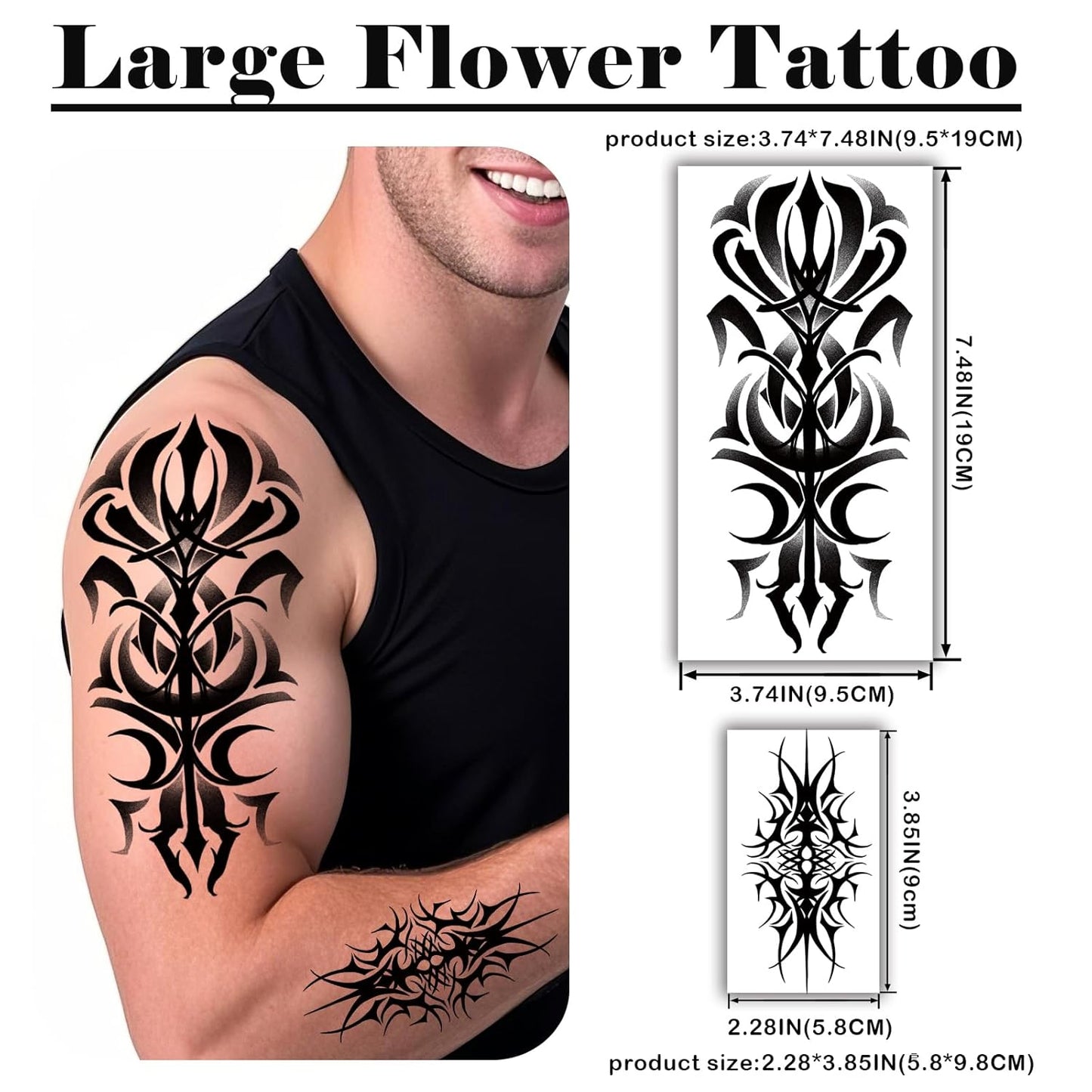 77 Sheets Temporary Tattoo, 17 Sheets Half Arm Cyber Sigil Fake Arm Leg Chest Tattoos for Adults Men Women, 60 Sheets Small Tattoos Stickers for Boys Girls Kids Body Art Design