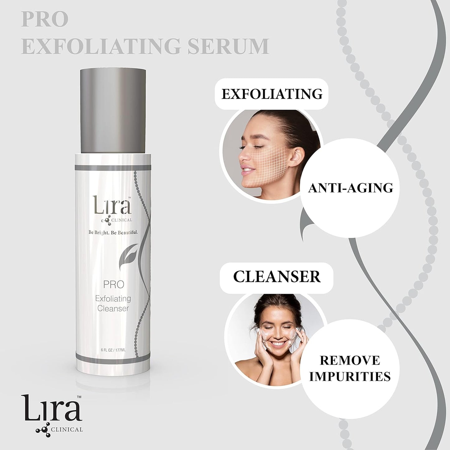 Lira Clinical PRO Exfoliating Face Cleanser - Brightening Facial Wash with Salicylic Acid - 6 Oz