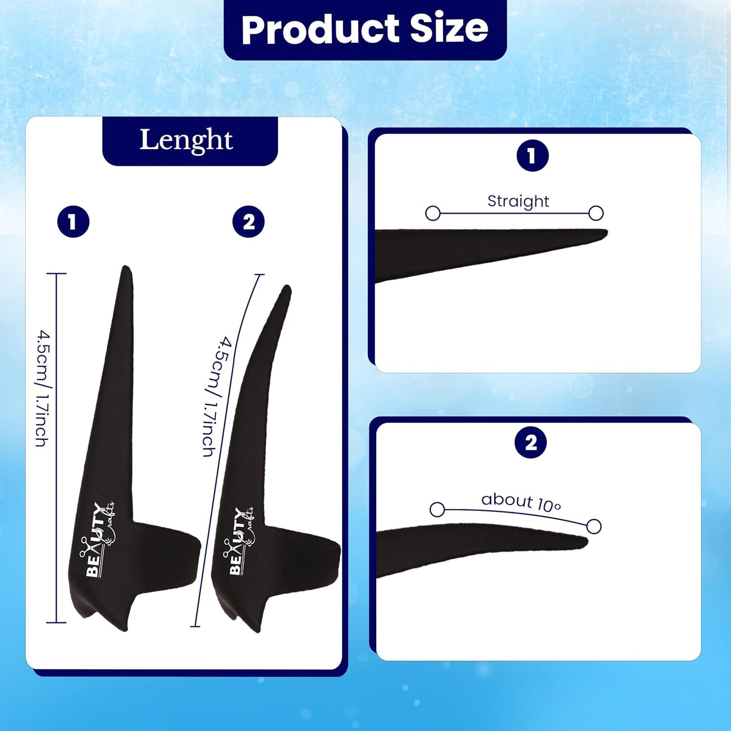 Beauty & Crafts 2PC Pro Hair Parting & Sectioning Rings-Stainless Steel Finger Tool for Precise Hair Styling and Extension Installations - Straight & 1 Curved Ring with Carrying Box (Black)