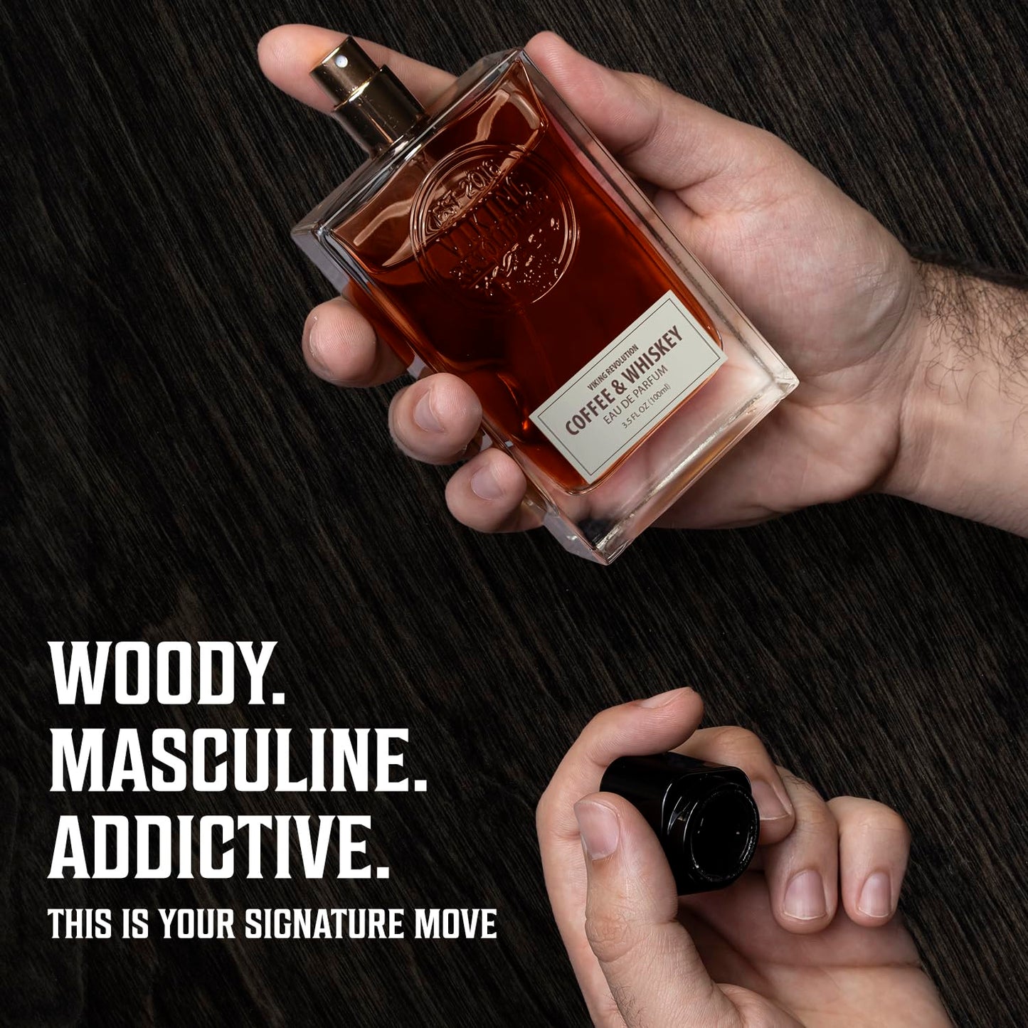 Viking Revolution Coffee and Whiskey Cologne for Men - Eau de Parfum - Earthy Perfume with Notes of Roasted Coffee, Aged Whiskey, Sandalwood, Cedar, Patchouli, Vanilla - Gifts for Men 3.5 Fl Oz